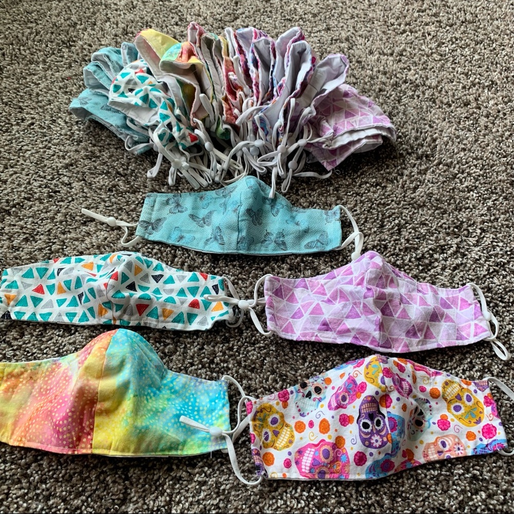 Girls reusable and adjustable cloth masks bundle